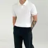 Camisa Polo Casual de Manga Corta para Hombre de Verano, Moderna y a la Moda, Versátil Top de Color Sólido con Cuello de Solapa, Camiseta de Punto Holgada Estilo Japonés