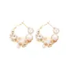 Pendientes de Flor de Diamante con Tachuelas Plateadas y Perlas, Pendientes Elegantes Retro Franceses, Pendientes de Lujo Ligero de Gama Alta de Nicho para Mujer