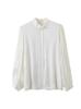 Blusa Estilo Francês para Mulheres com Textura Fluida, Novidade Outono 2025 com Gola Alta Franzida, Top Básico Doce, Elegante e Único