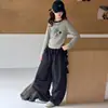 Conjunto de Otoño para Niñas 2026 Nueva Moda Casual Estilo Coreano de Moda Camiseta Bordada para Niños Conjunto de Dos Piezas para Niños Mayores