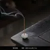 Quemador de Incienso de Cerámica Creativo de Loto, Portainciensos para Uso Doméstico, Portainciensos Vintage de Madera de Áloe para Interiores, Adorno de Soporte de Incienso Estilo Zen