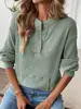Outono e Inverno 2025 Novidade Cruzada Decote V Manga Longa Roupas Femininas Exportação Europeia e Americana Cor Pura Moda Botão Solto Camiseta Tops para Mulheres