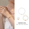 Anillo Pulsera de Plata de Ley S925 con Calcedonia Blanca Perla de Imitación para Mujer, Set de Collares de Lujo Ligero de Gama Alta, Joyería Decorativa, Regalo