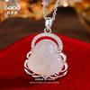 Collar de plata de ley s925 con calcita blanca, Buda Maitreya, estatua de Buda sonriente femenina, cadena para la clavícula de moda nacional, estilo de celebridad de internet Zhoujia