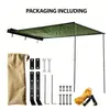 Tenda Lateral de Carro Paralela com Carcaça de Alumínio, Mecanismo Manual de Enrolar e Abrir/Fechar, Tecido Oxford 600D Impermeável, Tira de LED Opcional