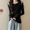 Camiseta de manga raglán para mujer otoño e invierno Nuevo Diseño top con costuras color en contraste camiseta básica de cachemira Ropa interior para mujer