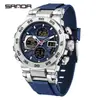 Reloj Sanda Juvenil de Aspecto Elegante Personalizado Tres Dimensiones Doble Pantalla Deportivo Electrónico Snooze Resistente al Agua Venta al por Mayor