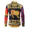 Camisa de Manga Larga para Hombre con Forro Largo 2021 Nueva Comercio Exterior Transfronterizo Moda Juvenil Europea y Americana Estilo Familiar Famoso Camisa de Solapa Estampada para Hombre