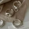 Anillo texturizado de plata de ley S925 para mujer, diseño abierto ajustable, estilo de nicho de alta gama, anillo versátil de lujo ligero para el dedo índice, nuevo
