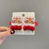 Danza del León Estilo Chino Princesa Lazo Grande Accesorio para el Cabello Adorno de Año Nuevo Rojo Campana Infantil Pasador Pinza Superior Tocado