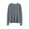 Suéter de otoño e invierno hueco 100% cachemira para mujer, cuello redondo, cálido suéter base de punto de cachemira
