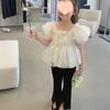 Conjunto para Meninas com Blusa de Malha Respirável Ultra Macia e Calça Flare com Fenda Frontal, Tamanho 26, Novo Estilo de Verão, Atacado de Roupas Infantis para Comércio Exterior