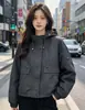 Jaqueta de trabalho da moda estilo coreano para mulheres, solta e casual, jaqueta estilosa com zíper e design único para baixinhas