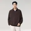 Sudadera de punto con cremallera media y cuello alto para hombre, nuevo estilo primavera y otoño, elegante jersey jacquard, camisa base resistente estilo retro americano