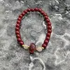 Pulseira de Cinábrio de Baixo Conteúdo, Acessórios Auspiciosos e de Desejo, Pulseira de Contas de Quartzo Rosa com Areia Dourada Roxa, Joia de Presente de Aniversário para Mulheres