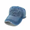 Gorra de Béisbol de Mezclilla Vintage con Pico de Pato, Bordado de Letras, Borde Crudo Desgastado, Sombrero de Sol para Adelgazar la Cara, Transfronterizo