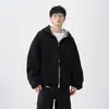 Sudadera Cárdigan Pesada con Doble Cremallera para Hombre Marca de Moda Holgada Casual Rígida Color de Contraste Americana Retro Chaqueta con Capucha para Niños
