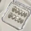 Uñas Portátiles Hechas a Mano Más Vendidas Cross Largas Almendra Europea Americana Dulce Fresca Chica Picante Manicura Oscura Hecho a Mano Gama Alta
