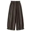 Pantalones Cargo Florales Marrones de Pierna Ancha para Mujer, Tallas Grandes, Estilo Otoñal de Moda, Populares Este Año para Figuras Petite