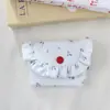 Linda Cartera de Tela Floral con Tapa abatible y Bordes Fruncidos, Bolsa Portátil de Gran Capacidad para Auriculares y Lápiz Labial para Niñas