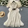 Cardigan de punto retro francés con cuello alto, manga corta y botones, vestido de punto para mujer, con cintura ajustada, adelgazante, vestido suéter interior