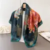 Estilo Coreano Luxo Acessível Seda Sintética Estampada Lenço Quadrado Grande Lenço de Seda Xale Lenço de Cabeça Toalha de Praia Protetor de Pescoço Lenço de Pescoço Lenço Decorativo para Mulheres