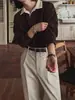 Sudadera Retro con Cuello de Solapa de Color Contrastante para Hombre, Primavera y Otoño, Estilo Americano Holgado, Tendencia Coreana, Versátil, Top de Manga Larga tipo Polo