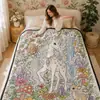 Manta de franela con graffiti de unicornio, estampado digital de dibujos animados, manta de sofá para niños, manta para siesta, manta de regalo
