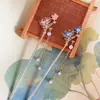 Pasador de Mariposa de Cristal para Mujer, Pasador de Alto Nivel Estilo Chino Nuevo, Tocado de Estilo Antiguo, Pasador con Borla de Perla