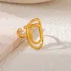 Anillo de Acero Inoxidable con Forma de Hoja para Mujer, Estilo de Moda Europeo y Americano, Estilo Ins Hip-Hop, Ajustable, No se Desvanece, Joyería de Anillo Abierto