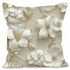 Funda de almohada con diseño de flores blancas de primavera, estilo sencillo, para el hogar, la sala de estar, el sofá, funda de almohada decorativa con borde cruzado.