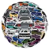 100 pegatinas de coches deportivos de dibujos animados para niños, coches modificados geniales de aspecto llamativo, pegatinas impermeables DIY de coches de carreras JDM