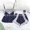 Comercio exterior Amazon popular pijama seda artificial dos piezas camisón talla extra ropa interior para el hogar camisón suministro Europeo y Americano