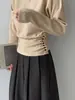 Suéter de punto Jiangzuo con botones laterales, estilo Melard, estética de viejo dinero para mujer, top ajustado de estilo francés con un look sofisticado, para mujer L728