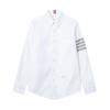 Camisa Masculina em Tecido Oxford com Quatro Listras, Camisa Masculina Casual com Gola, Em Estoque, Camisa Lisa de Manga Longa
