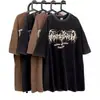 Camiseta Retro Lavada Desgastada Estilo Americano de Manga Corta para Hombre Marca de Tendencia High Street Personalidad Nicho Holgada Top Versátil para Pareja