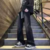 Calça jeans masculina preta, calça de perna larga retrô da alta rua americana de primavera, estilo primavera e outono, corte reto solto, novo modelo de calça 2025