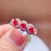 Joyería de Piedras Preciosas Coloridas Anillo de Plata 925 Incrustado con Nuevo Rubí Quemado, Anillo de Grupo Ovalado Pequeño 3*4, Estilo para el Día a Día