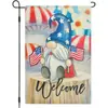 Nova Bandeira de Jardim Temu para o Dia da Independência Americana Bandeira de Pendurar Dupla Face em Linho Decoração de Pátio Bandeira de Cena para Festa de Feriado