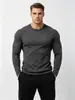 Camiseta deportiva y casual de cuello alto y manga larga para hombre, nueva para otoño e invierno, de doble cara con forro polar, mangas raglán, cálida, color liso, capa base, transfronteriza