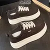 Couro Genuíno Solado Grosso Aumento de Altura Sapatos Brancos Sapatos Femininos 2026 Outono Inverno Novos Versáteis Cadarço Tênis de Plataforma Casual Esportivo Sapatos Únicos