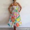 Nuevo vestido de tirantes casual, elegante y con estilo, estampado digital transfronterizo para mujer, vestido de verano