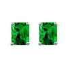 Brincos de Tarraxa Kaiwei Retangulares com Diamante Verde Esmeralda, Brincos Quadrados com Diamante Verde Banhados a Ouro Rosa 18K, Joia Luxuosa para Orelha