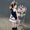 Vestido de Policial Coelho para Meninas Verão 2026 Novo Estilo Academia de Verão Infantil Saia Meninas Crianças Mais Velhas Vestido de Princesa