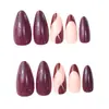 Nuevo Estilo de Exportación Europeo y Americano 24 Piezas de Uñas de Manicura, Uñas Largas Almendradas Doradas Rayadas Estilo Sexy de Moda, Uñas Portables al por Mayor