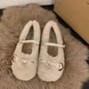 Calzado de Exterior 202 Mocasines Estilo Nuevo Otoño e Invierno Zapatos Mary Jane Cálidos de Suela Suave Peludos para Mujer con Forro Adicional de Algodón Afelpado
