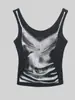 Verano 2024 nuevo estilo americano chica caliente estampado a color contrastante personalidad camisola básica diseño de tendencia nicho