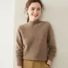 26 Novos Suéteres de Cashmere Grossos de Gola Alta para Outono e Inverno para Mulheres, Manga Longa, Malha Diagonal, Loose, Slimming, Pulôver