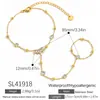 Pulseira Yuhui de aço titânio transfronteiriça, corrente de contas cravejadas com diamantes estilo ins, banhada a ouro 18k real, colar de aço inoxidável à prova d'água e que não desbota