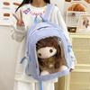 Mochila Transparente para Boneca com Dor, Grande Capacidade, Mochila para Estudante Feminina, Dupla Utilidade, Mochila para Boneca de Algodão 40cm